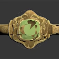 Elegant Gold Ring Featuring Green Gemstone And Intricate Floral Design