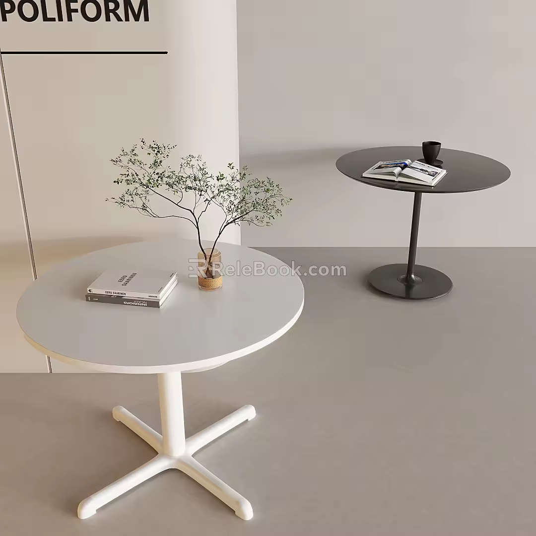 Nordic Cream Style Small Round Table Solid Wood Round Lifting Coffee Table Rock Board Coffee Table Side Table Dining Table 3d model