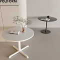 Nordic Cream Style Small Round Table Solid Wood Round Lifting Coffee Table Rock Board Coffee Table Side Table Dining Table 3d model