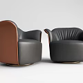 Modern Single Armchair Design With Leather Upholstery Curved Arms And Metal Base