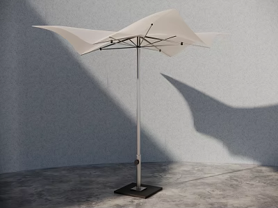 Stylish Modern White Garden Umbrella With Metal Stand For Outdoor Decor 3d model