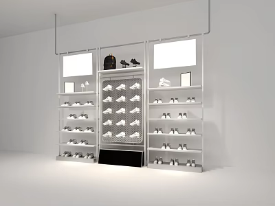 Modern White Multi Layered Shoe Cabinet With Organized Shoe Storage 3d model