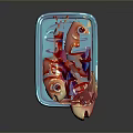 Open Blue Tuna Can With Red And Purple Meat Inside On Dark Background