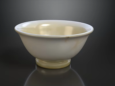 White Ceramic Bowl With Pedestal Base And Smooth Surface On Dark Background 3d model