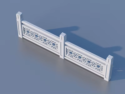 Elegant White Chinese Style Railing With Intricate Carved Patterns For Home Use 3d model