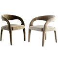 Modern Beige Leisure Chair With Curved Armrest And Comfortable Fabric Seat