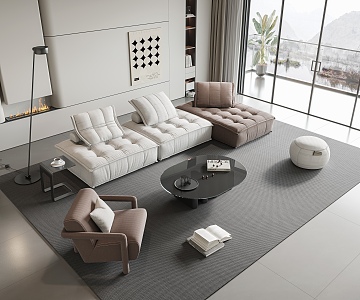 Modern sofa coffee table combination 3d model