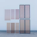 Modern Glass Partition Screens With Various Grid Patterns And Textured Designs 3d model