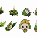 Zongzi Themed Pendant with Cartoon Design Sweet Salty Characters Bamboo Leaf Decoration