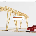 Industrial Equipment Yellow Gantry Crane With Metal Structure Red Tracks And Red Equipment