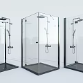 Modern Shower Head Fixtures In Transparent Glass Shower Enclosures With Multiple Styles