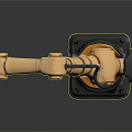 Golden Robotic Arm With Multiple Joints And Black Base Connecting Cable