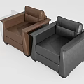 Brown and Black Leather Single Seater Sofas with Modern Minimalist Design 3d model