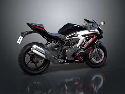 Modern Sporty Motorcycle With Sleek Body Red Black Accents And Alloy Wheels 3d model