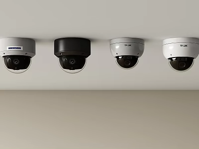 Projection Monitoring System With Multiple Dome Security Cameras Mounted On Ceiling 3d model