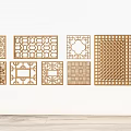 New Chinese Style Hollowed Window Grillwork Window Pane Wooden Grillwork Window Ancient Building Window Split Window Component 3d model