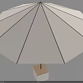 White Outdoor Umbrella Canopy With Wooden Support Pole And White Cube Base