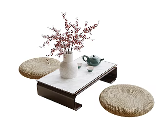 New Chinese Tea Table and Chair Balcony Small Tea Table 3d model