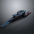 Futuristic Black Spaceship Model With Sleek Design And Red Gray Details
