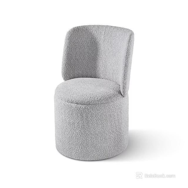 Light Gray Single Sofa With Plush Fabric And Modern Rounded Design 3d model
