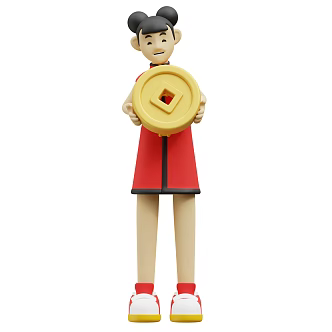 Cartoon little girl anime little girl festive little girl 3d model