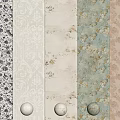 Various Decorative Wallpaper Patterns With Floral Designs And Textured Samples 3d model