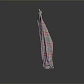 Plaid Long Sleeve Shirt With Blue Red Check Pattern Hanging On Wooden Hanger