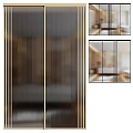 Modern Sliding Doors With Black And Gold Frame Glass Panels For Interior Design