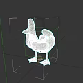 3D Model of White Duck with Orange Beak and Feet Standing on Dark Background
