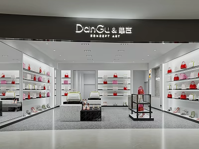 DanGu Store Modern Retail Space With Display Shelves For Bags And Shoes 3d model