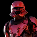 Game Movie Character In Red Armor With Detailed Helmet And 3D Model Design