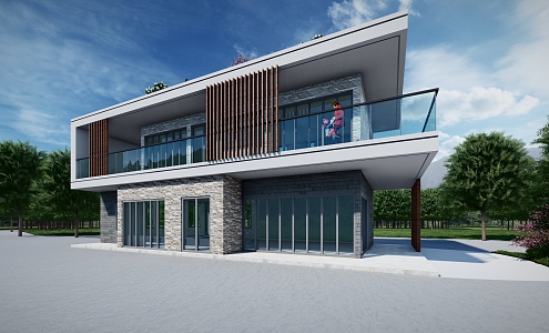 Modern single-family villa two-story self-built house 3d model