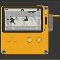 Yellow Handheld Game Console Featuring Animal Character On Screen 3d model