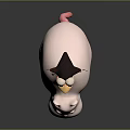 Adorable Pink Chubby Creature With Black Bird Standing On Its Back 3d model