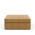Brown Upholstered Square Stool with Textured Fabric and Modern Simple Design 3d model