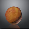 Fresh Ripe Juicy Peach With Vibrant Orange Red Yellow Smooth Skin Isolated On Dark Background