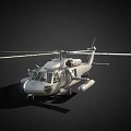 Gray Military Helicopter With Rotor System Cabin Windows And External Fuel Tanks