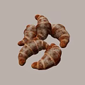 Freshly Baked Golden Flaky Croissants Stacked On White Background With Powdered Sugar
