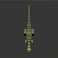 Gold And Green Blocky Dinosaur Model With Pixelated Design On Gray Gradient Background With Reflection