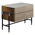 Modern Beige Nightstand With Single Drawer Black Metal Frame And Gold Accent Legs