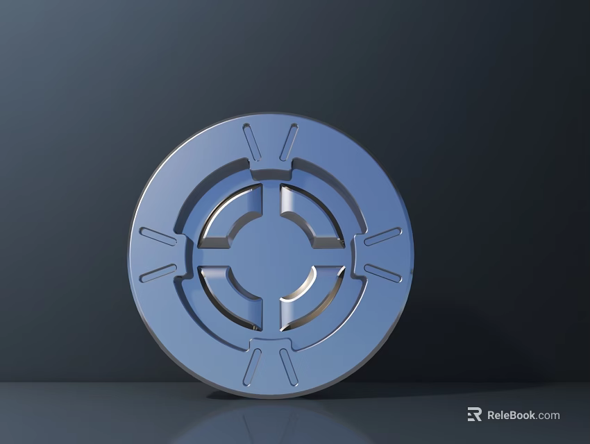 Modern Geometric Metallic Blue Circular Clock Design With Shadow On Dark Background 3d model