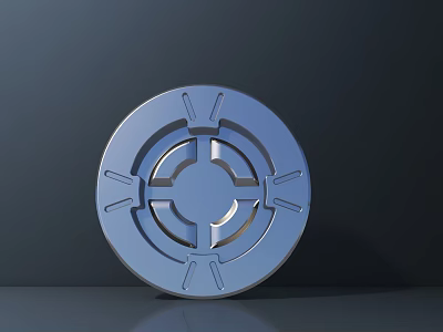 Modern Geometric Metallic Blue Circular Clock Design With Shadow On Dark Background 3d model