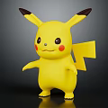 Pikachu Yellow Standing Figure With Large Ears Red Cheeks And Lightning Bolt Tail 3d model
