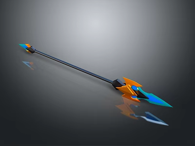 Modern Blue And Orange Spear With Black Shaft And Unique Metallic Head Design 3d model