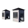 Two Small Architectural Structures with Black Roofs White Walls and Front Black Panels 3d model