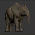Detailed Brown Elephant Sculpture With Textured Skin And Realistic Features