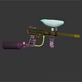 Modern Tactical Gun With Black Body White Component And Gas Cylinder