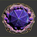 Vibrant Glowing Purple Crystal Sculpture With Rock Base And Red Highlights