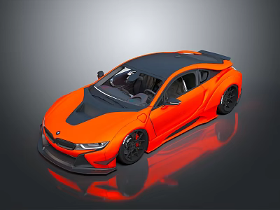 Orange Sports Car With Black Roof And Rear Spoiler Modern Design And High Performance Features 3d model