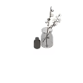 Two Transparent Glass Vases With Cotton Branches For Home Decorative Interior